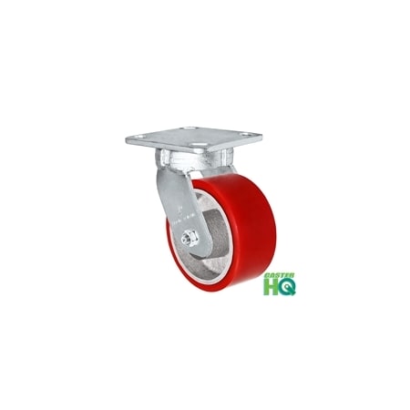 Casterhq 5"x2" Kingpinless Swivel Plate Caster, Polyurethane on Steel Wheel 40CS520PU23V-03